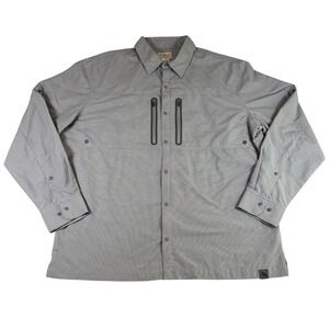 LL Bean Fishing Shirt Mens L Regular‎ Hiking Outdoor Grey Micro Check Snap Front